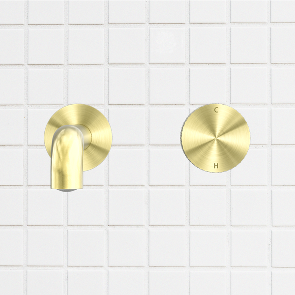 Nero Opal Progressive Wall Basin/Bath Set 185mm Spout Brushed Gold