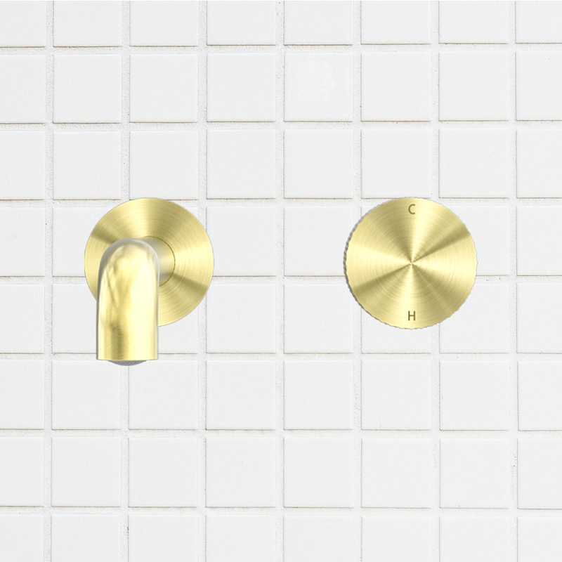 Opal Progressive Wall Basin/Bath Set 185mm Spout Brushed Gold