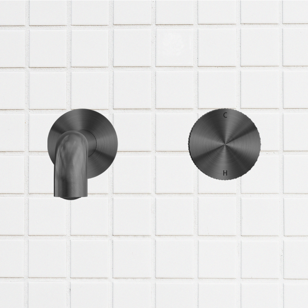 Nero Opal Progressive Wall Basin/Bath Set 185mm Spout Graphite