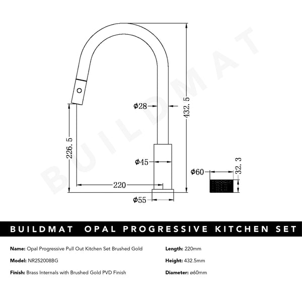 Nero Opal Progressive Pull Out Kitchen Set Brushed Gold