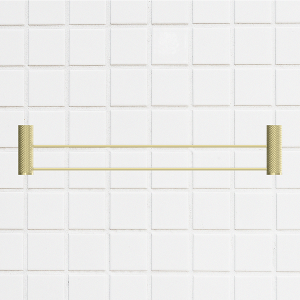 Nero Opal Double Towel Rail 600mm Brushed Gold