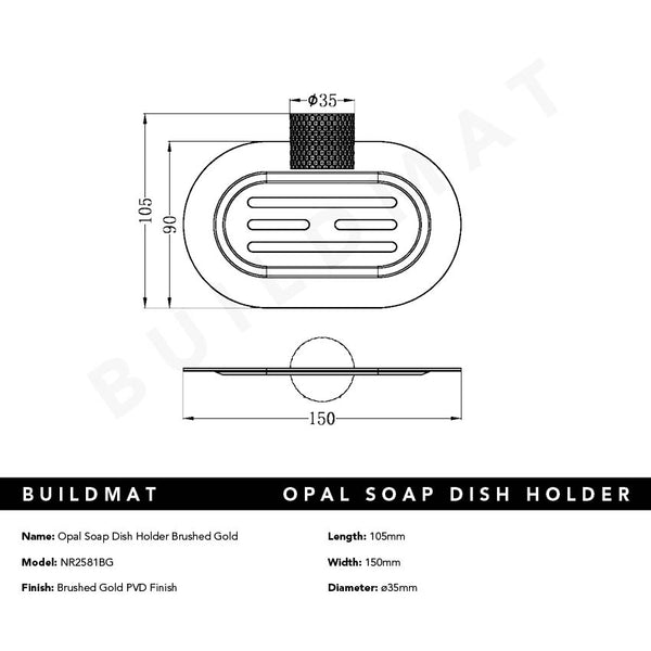 Nero Opal Soap Dish Holder Brushed Gold