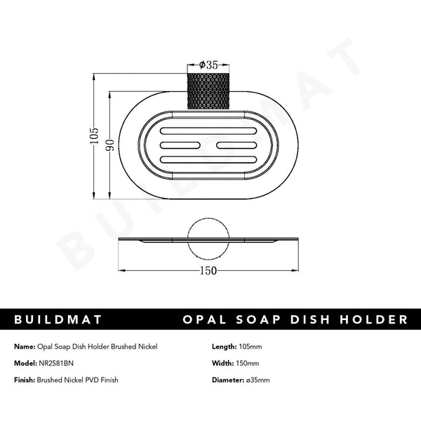 Nero Opal Soap Dish Holder Brushed Nickel