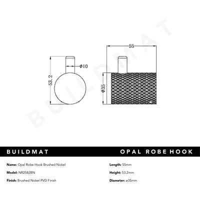 Opal Robe Hook Brushed Nickel