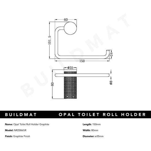 Nero Opal Toilet Roll Holder Graphite