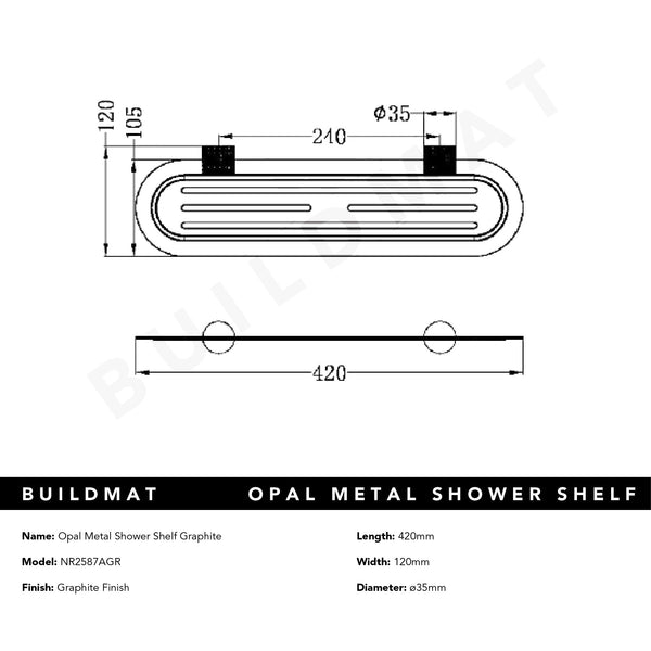 Nero Opal Metal Shower Shelf Graphite