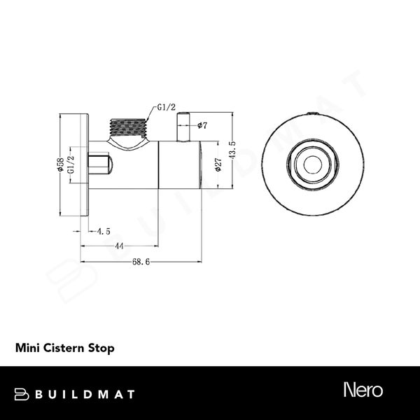 Nero Mini Cistern Stop Brushed Nickel