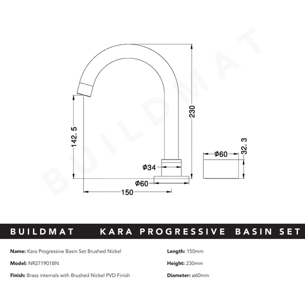 Nero Kara Progressive Basin Set Brushed Nickel