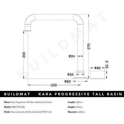 Kara Progressive Tall Basin Set Brushed Gold