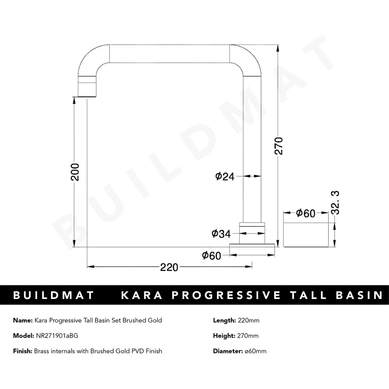 Kara Progressive Tall Basin Set Brushed Gold