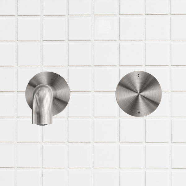 Nero Kara Progressive Wall Basin/Bath Set 185mm Brushed Nickel