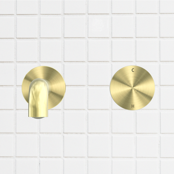 Nero Kara Progressive Wall Basin/Bath Set 230mm Brushed Gold