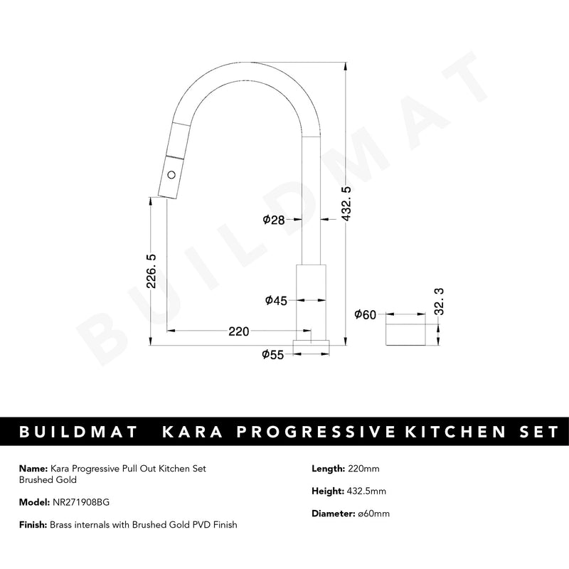 Kara Progressive Pull Out Kitchen Set Brushed Gold