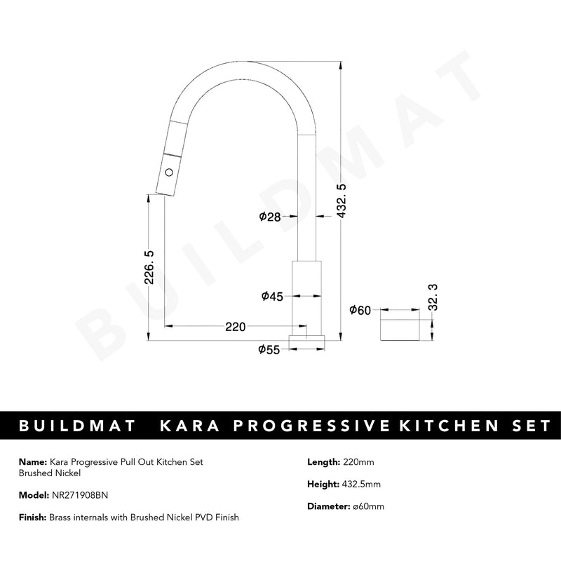 Kara Progressive Pull Out Kitchen Set Brushed Nickel