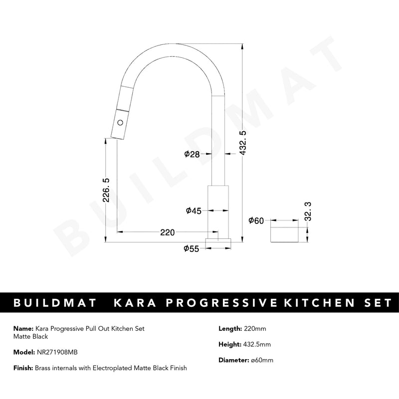 Kara Progressive Pull Out Kitchen Set Matte Black