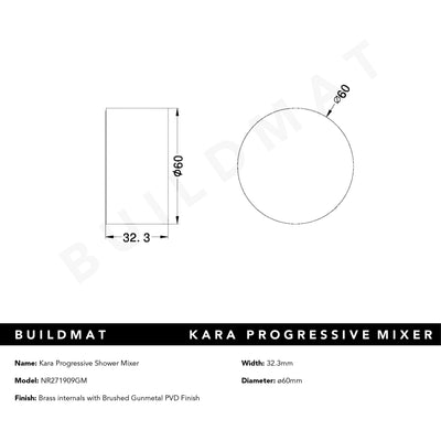 Kara Progressive Shower Mixer Set Brushed Gunmetal