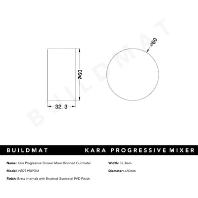 Kara Progressive Shower Mixer Set Brushed Gunmetal