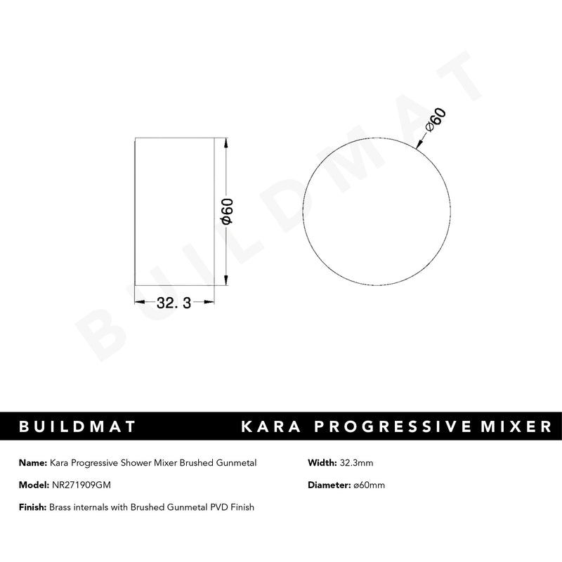 Kara Progressive Shower Mixer Set Brushed Gunmetal