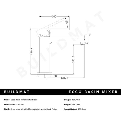 Ecco Basin Mixer Matte Black