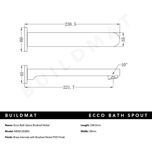 Nero Ecco Bath/Basin Spout Brushed Nickel