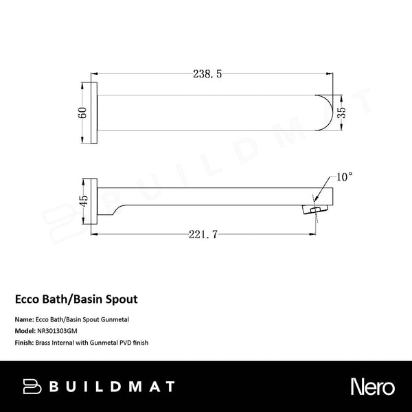 Nero Ecco Bath/Basin Spout Gunmetal