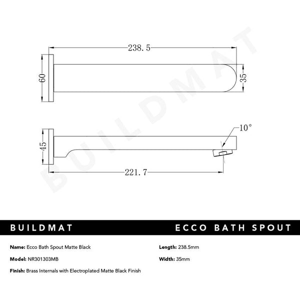Nero Ecco Bath/Basin Spout Matte Black