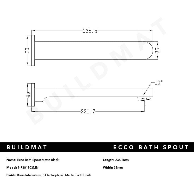 Ecco Bath/Basin Spout Matte Black