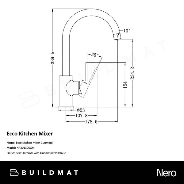Nero Ecco Kitchen Mixer Gunmetal