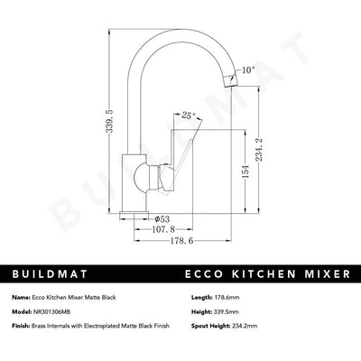 Ecco Kitchen Mixer Matte Black