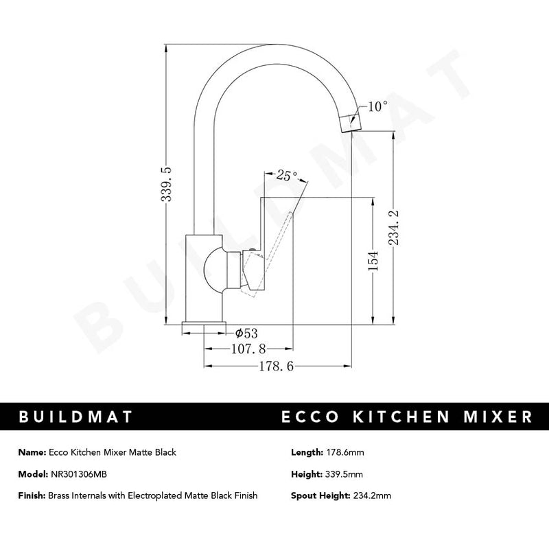 Ecco Kitchen Mixer Matte Black