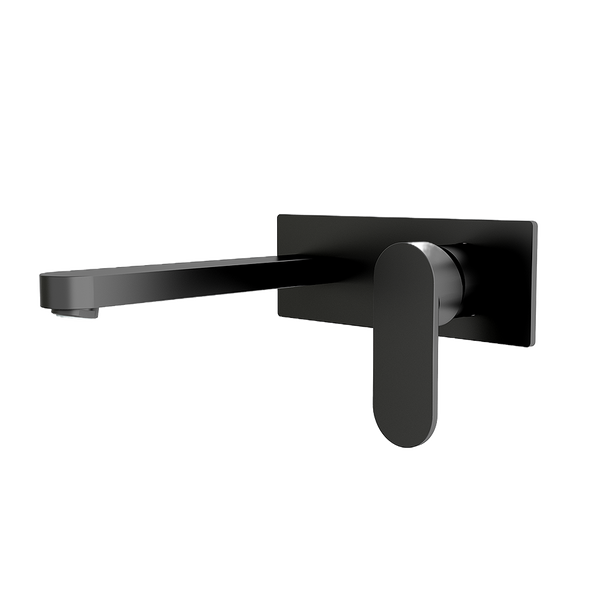 Nero Ecco Wall Basin/Bath Mixer 200mm Matte Black