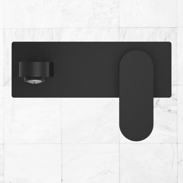 Nero Ecco Wall Basin/Bath Mixer 200mm Matte Black