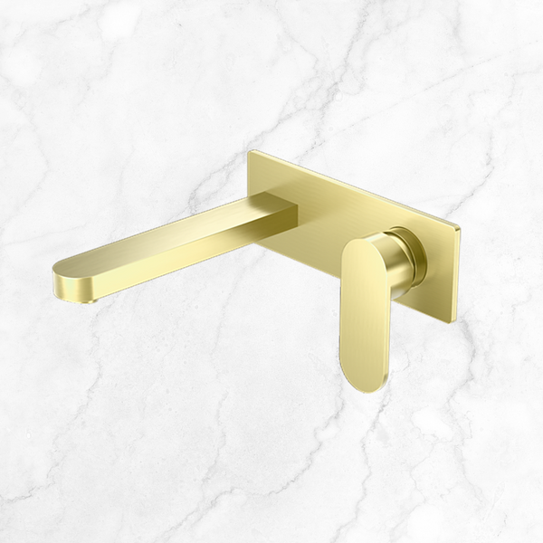 Nero Ecco Wall Basin/Bath Mixer 200mm Brushed Gold