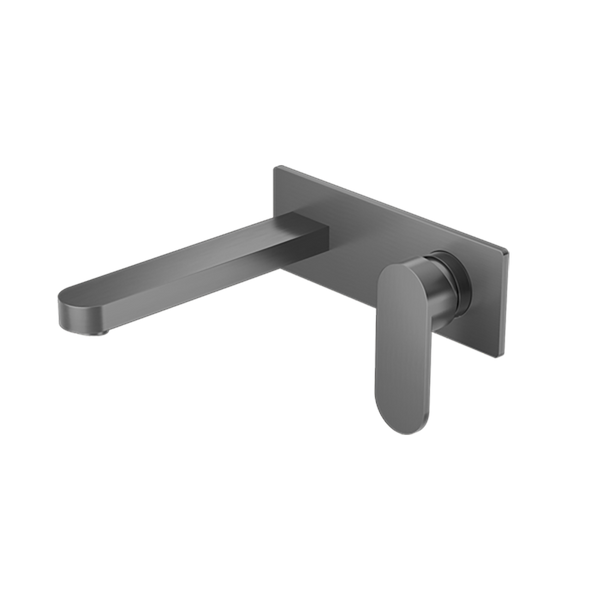 Nero Ecco Wall Basin/Bath Mixer 200mm Gunmetal