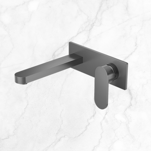 Nero Ecco Wall Basin/Bath Mixer 200mm Gunmetal