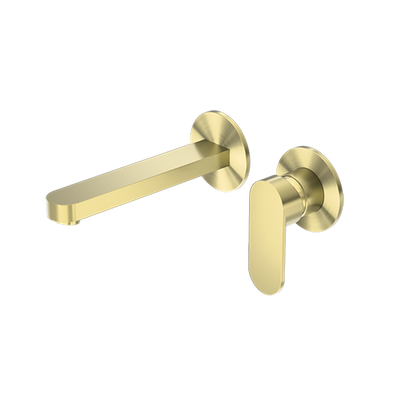 Nero Ecco Wall Basin/Bath Mixer Separate Back Plate 200mm Brushed Gold