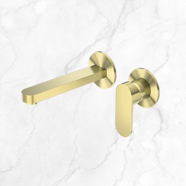 Nero Ecco Wall Basin/Bath Mixer Separate Back Plate 200mm Brushed Gold