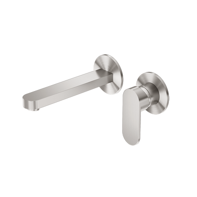 Ecco Wall Basin/Bath Mixer Separate Back Plate 200mm Brushed Nickel