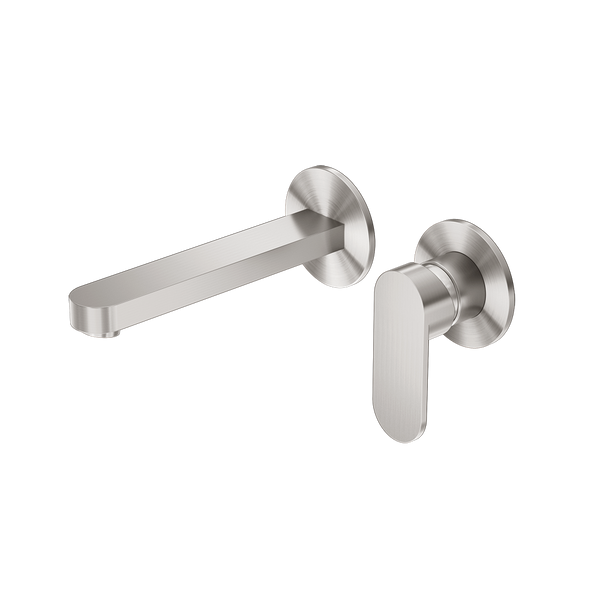 Nero Ecco Wall Basin/Bath Mixer Separate Back Plate 200mm Brushed Nickel