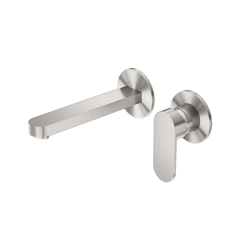 Ecco Wall Basin/Bath Mixer Separate Back Plate 200mm Brushed Nickel