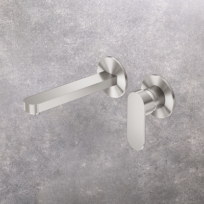 Ecco Wall Basin/Bath Mixer Separate Back Plate 200mm Brushed Nickel