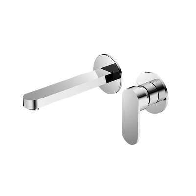 Nero Ecco Wall Basin/Bath Mixer Separate Back Plate 200mm Chrome