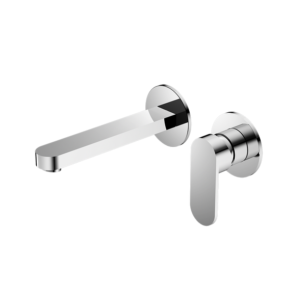 Nero Ecco Wall Basin/Bath Mixer Separate Back Plate 200mm Chrome