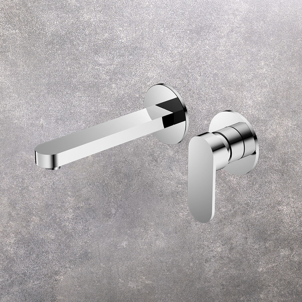 Nero Ecco Wall Basin/Bath Mixer Separate Back Plate 200mm Chrome