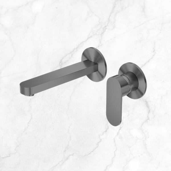 Nero Ecco Wall Basin/Bath Mixer Separate Back Plate 200mm Gunmetal