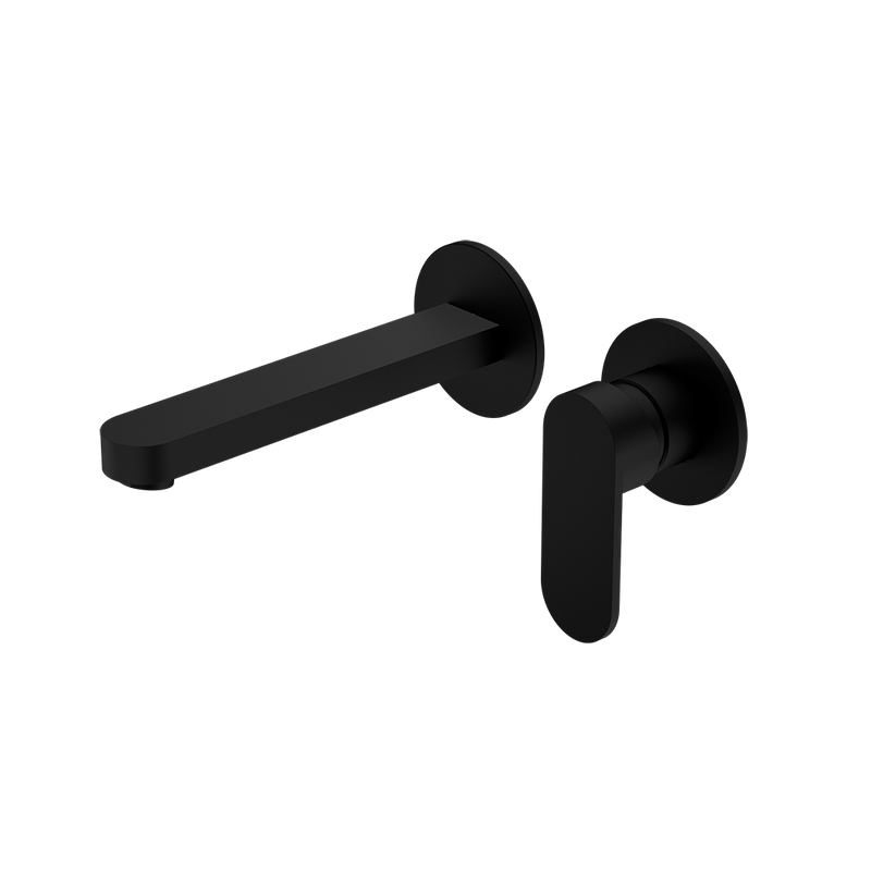 Ecco Wall Basin/Bath Mixer Separate Back Plate 200mm Matte Black