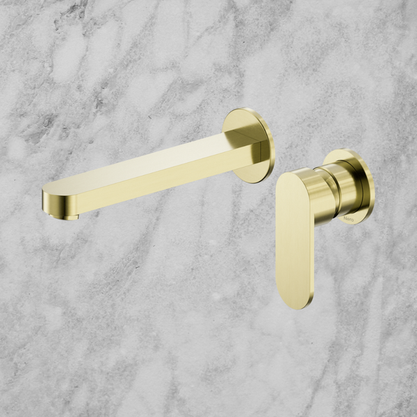 Nero Ecco Wall Basin/Bath Mixer Separate Back Plate 60mm Brushed Gold