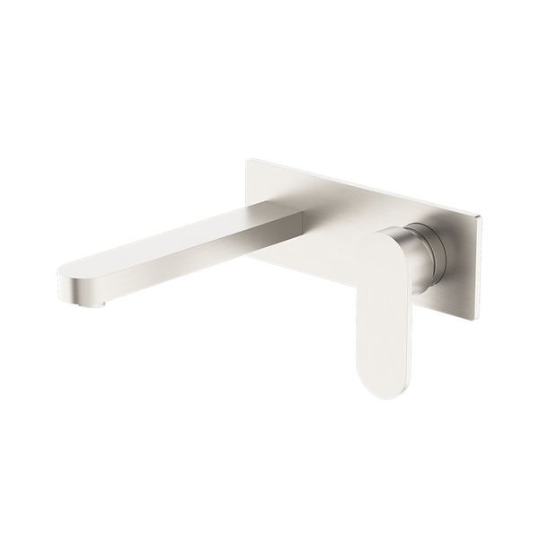 Nero Ecco Wall Basin/Bath Mixer 200mm Brushed Nickel