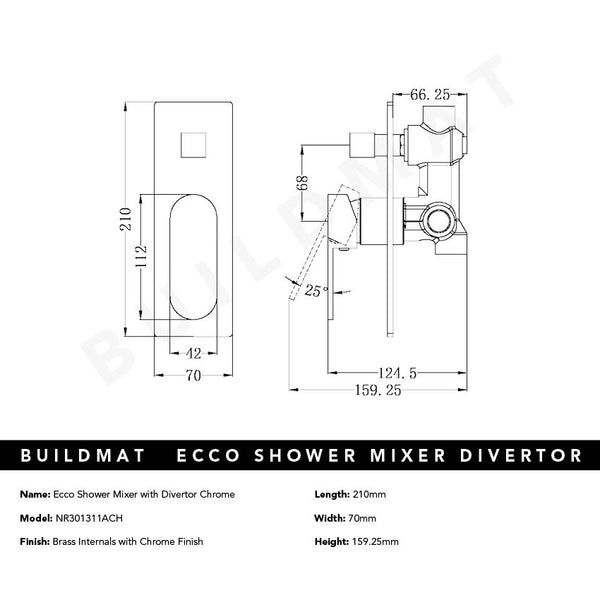 Nero Ecco Shower Mixer with Divertor Chrome