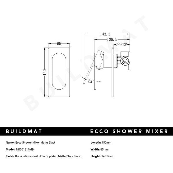 Nero Ecco Shower Mixer Matte Black
